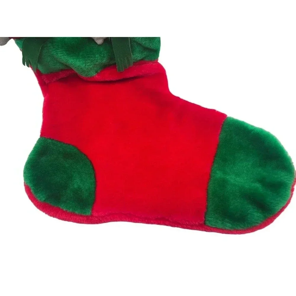 Vintage 80s 90s Plush Twin Mice Christmas Stocking Mouse Holiday